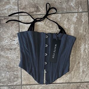 Fake Friends Bustier Charcoal Corset Top